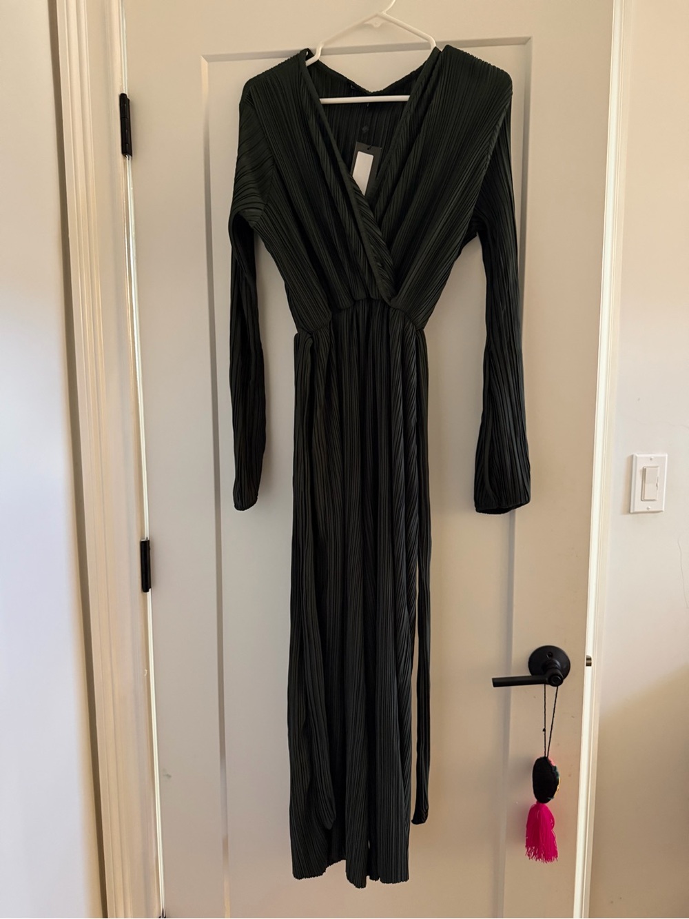Boohoo Emerald Green Pleated Wrap Maxi Dress